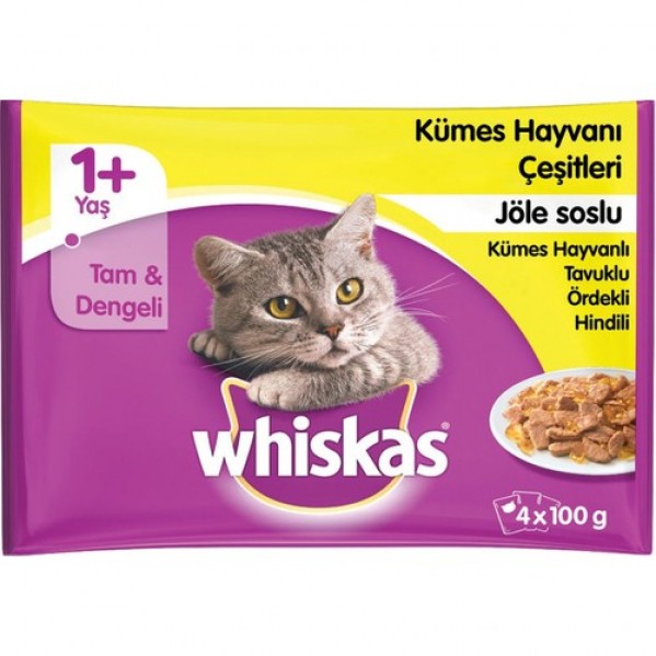 WHİSKAS POUCH KÜMES HAYVANLI ÇEŞİTLİ JÖLELİ 4 LÜ EKO PAKET