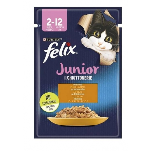 FELİX POUCH TAVUK ETLİ JUNİOR 85G YAŞ MAMA