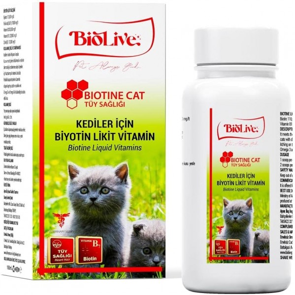 BİOLİVE LİKİD B VİTAMİN+BİOTİN KEDİ TÜY SAĞLIĞI 100ML