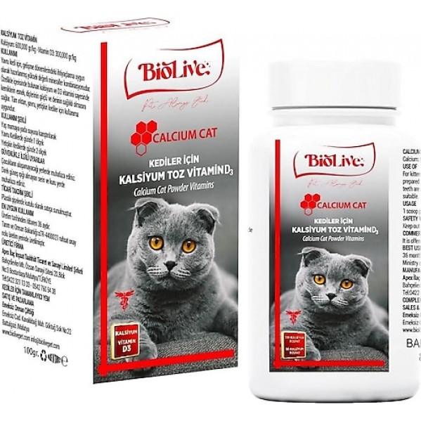 BİOLİVE KEDİ CALSİYUM TOZ VİTAMİN D3 100ML