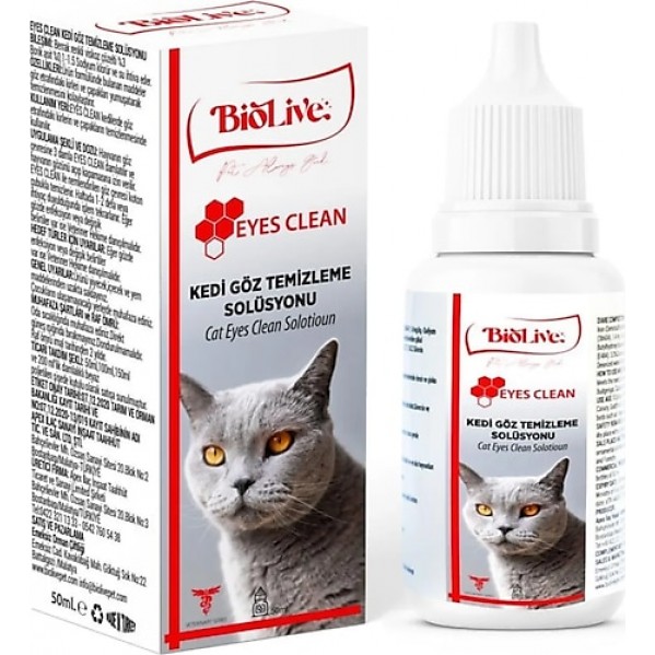 BİOLİVE EYES CLEAN KEDİ GÖZ TEMİZLEME SOLİSYON 50ML