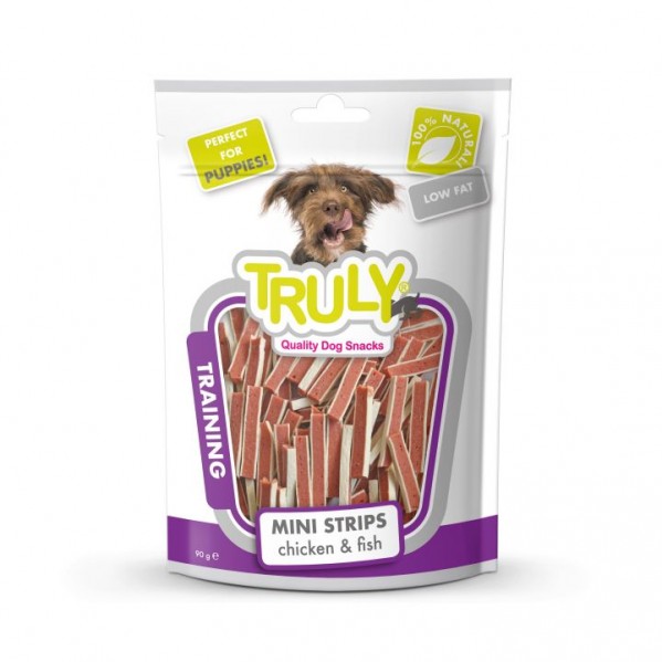 TRULY DOG MİNİ STRİPS CHİCKEN&FİSH KÖPEK ÖDÜL 90G